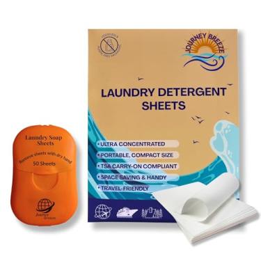 Imagem de Detergente para roupas de viagem – Ótimo para cruzeiros, acampamento, mochila, dormitórios, hotel e outras viagens, tamanho 50 unidades (folha de detergente + tampa de pia) (lençóis de bolso + lençóis