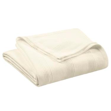 Imagem de Cobertor Queen Size 100% algodão marfim | Manta leve e respirável super macia | Malha para todas as estações | Estilo hotel de luxo | Fácil de cuidar