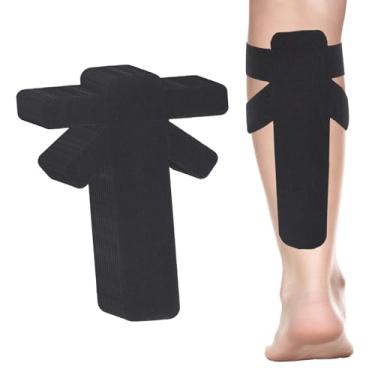 Imagem de 12un Fitas Cinesiologia Pré-Cortadas Músculos Panturrilha, Fitas Suporte Atléticas Prova d'Água Respiráveis Adesivos Fita Elástica Esportiva para Recuperação Muscular Inchaço (Preto)