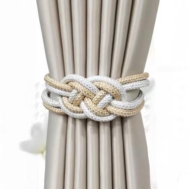 Imagem de Fortes laços magnéticos para cortinas, estilo simples, drapeado nas costas, duas cores, nó de corda decorativa, prendedores de cortina