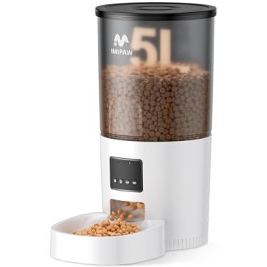 Imagem de IMIPAW Alimentador automático para gatos, dispensador de alimentos secos para animais de estimação de 5 L com controle programável de porção, alimentação dupla, com saco dessecante, fácil configuração