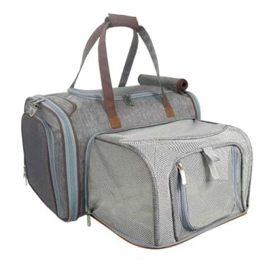 Imagem de do Sr. Amendoim Série Ouro Big Apple XL expansível Airline Aprovado macia Sided Pet Carrier, marca premium de travamento automático zíperes, Plush Faux velo cama com um robusto madeira compensada Base (Platinum Gray)