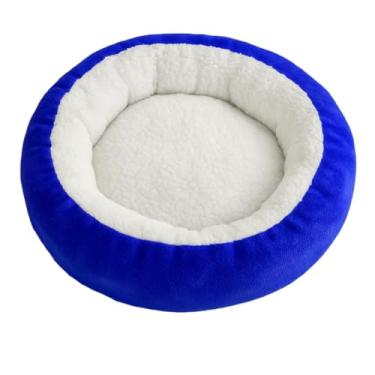 Imagem de Cama Caminha Pet Redonda de Sherpa para Gatos e Cachorros Macia, Quentinha e Confortável Excelente Qualidade 50 * 50cm(Azul)