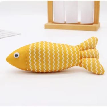 Imagem de Catnip Brinquedos para Gatos Catnip Brinquedo Brinquedo Interativo em Forma de Peixe ContéM Erva-Dos-Gatos Adequado para Gatos Brincarem(Amarelo)