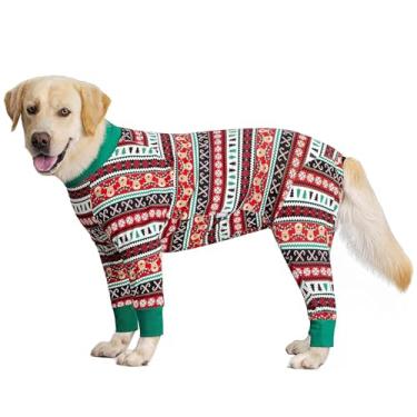 Imagem de Macacão natalino médio grande para recuperação de cães, fêmeas, machos, pós-cirurgia, esterilização, para evitar lamber feridas cirúrgicas, cone alternativo