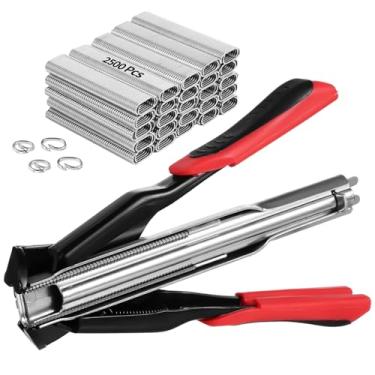 Imagem de Kit de alicate de esgrima com 2500 anéis de porco C20, ferramenta manual de braçadeira tipo C para cercas de arame de animais e montagem de gaiola