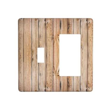Imagem de Nadoabtm Capas de tomada rústica campestre marrom grão de madeira 1 interruptor 1 interruptor de parede combinação de interruptor elétrico placa de cobertura para decoração de cabine de fazenda