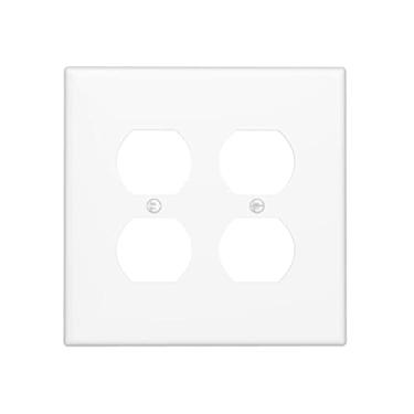 Imagem de Wmhusu Capa para interruptor de luz, branca, 2 soquetes, placas decorativas, placas de parede duplex, placas de interruptor e capas de tomada para banheiro, quarto, decoração de casa