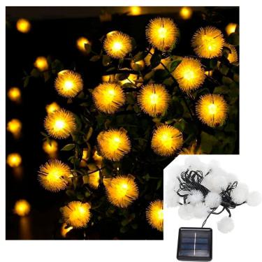 Imagem de Pisca Cordão Natal Solar 20 Dente De Leão Leds Amarelo De 5m