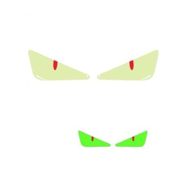 Imagem de Pacote com 2 adesivos refletivos de olho de diabo para carro, motocicleta, capacete, para-choque, janela, laptop e parede - decalques fofos de aviso para dirigir à noite segura, ideal para decoração