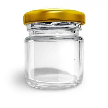 Imagem de Pote Vidro Pequeno, 40 Potes Vidros de Mini Geleia Brigadeiro de 40 ml Redondo Geleinha Tampa Dourada