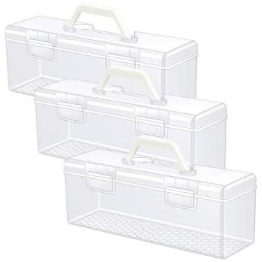 Imagem de LUMINFLY Organizadores de tinta acrílica transparente, conjunto de 3 peças, armazenamento de 90 garrafas, design empilhável, alças para facilitar o transporte