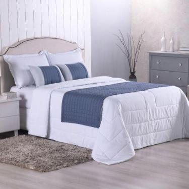 Imagem de Cobre Leito Branco + Kit Peseira Matelado Copacabana Percal 300 Fios Q