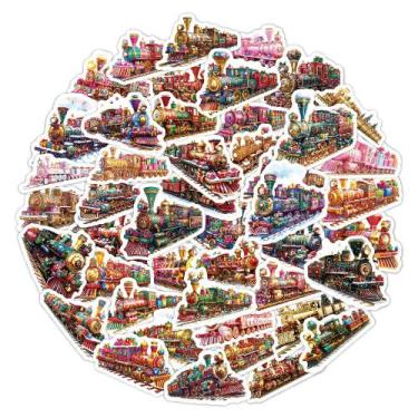 Imagem de Pacote de adesivos Train Vintage Steam Locomotive 50 unidades - yiweis