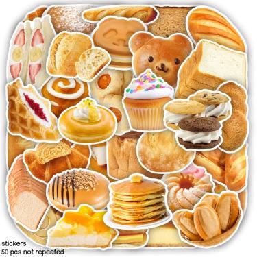 Imagem de Conjunto de adesivos Creamy Dessert, 50 peças de decalques de vinil para bagagem