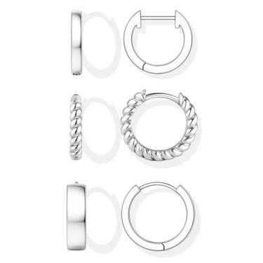 Imagem de YADOCA Brincos pequenos de argola de ouro para mulheres, na moda, pinos de prata esterlina, hipoalergênicos, dourados, prateados, brincos de cartilagem, brincos de argola de zircônia cúbica, conjuntos