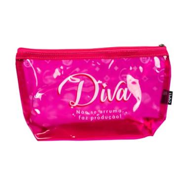 Imagem de Diva Necessaire Basic em PVC Rosa, Transparente com Zíper, Design Moderno, 10.3 x 12.9 x 8.3 cm, Ideal para Viagem e Uso Diário