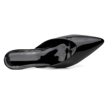 Imagem de BONO Rock Mule Feminino Verniz Preto com Salto Baixo Kitten Heel, Bico Fino, Elegante, Casual (Preto, BR, Adulto, Numérico, 34)