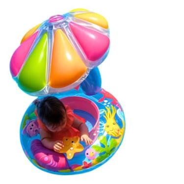 Imagem de Boia Infantil Inflável com Sombra – Modelo Cogumelo, Proteção Solar e Assento Ergonômico