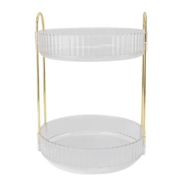 Imagem de Munefe organizador de maquiagem rack 2 camadas, organizador de maquiagem rotativo 360, organizador de bancada cosmética para quarto banheiro cozinha (Branca)