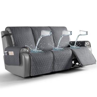 Imagem de TAOCOCO Capa reclinável 100% à prova d'água, antiderrapante, lavável, com alças elásticas nas pernas, protetor de móveis para cães (cinza carvão, 3 lugares)