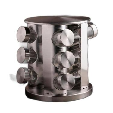 Imagem de Porta Temperos Vidro Giratório Tampa Inox Ideal Cozinha - Bellator