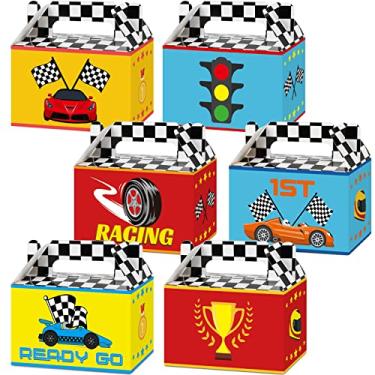 Imagem de Tevxj 24 Pack Race Car Party Favor Boxes Two Fast Car Gift Bags Race Birthday Party Favor Goodies Candy Treat Bags for Boys Kids Let's Go Racing Supplies Racing Decorations 6 x 3 x 3.5 Inches