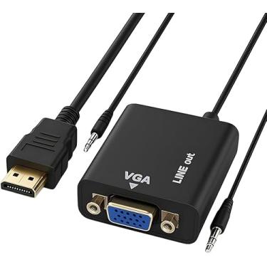Imagem de Adaptador HDMI para VGA com Conector de Áudio P2 – Perfeito para Computadores, Notebooks e Projetores