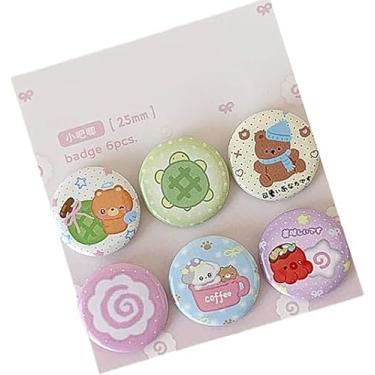 Imagem de 6 peças de alfinetes de desenho animado mini alfinetes de acrílico botão bonito crachá DIY decorativo para mulheres homens mochila roupas bolsas moletons chapéus jaquetas, Small, Metal, Sem Pedra