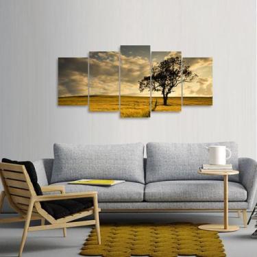 Imagem de Quadro decorativo Árvore Natureza Mosaico 5 Peças 125x60 - Quadros Des