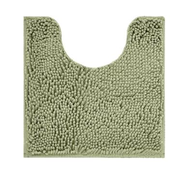 Imagem de Reyox Tapete de banho de chenille, tapetes de vaso sanitário em forma de U, tapete de banheiro de pelúcia macio, tapete de contorno de banheiro felpudo absorvente verde sálvia 50 x 50 cm