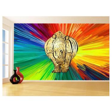 Imagem de Papel De Parede 3D Animais Pop Art Rinoceronte 3,5M Pxa492 - Você Deco