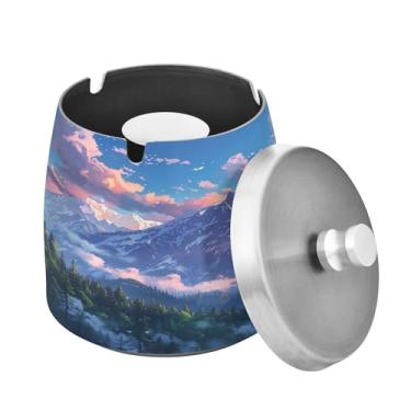 Imagem de Blueangle Cinzeiro de montanha com tampa para cigarros, à prova de vento/chuva, aço inoxidável, sem fumaça, inodoro, cinzeiro para uso interno ou externo (116)