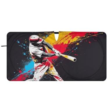 Imagem de Blueangle Para-brisa de jogador de beisebol - 149.9 cm x 76.2 cm dobrável carro janela dianteira para-sol blocos raios UV viseira de sol (563)