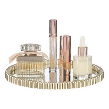 Imagem de Bandeja Decorativa Espelhada Redonda Taças Perfumes Cosméticos Velas L
