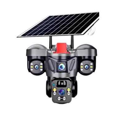 Imagem de Câmera PTZ Externa Solar 6MP WIFI 4G KERUI V380 pro Com Três Lentes Pa