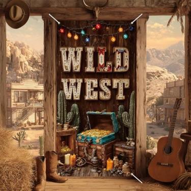 Imagem de BlissYard Capa de porta do Velho Oeste 189 x 89 cm Tema Caça ao Tesouro Artigos de Festa Rústico Western Cowboy Decorações para Casa e Eventos Aniversário Comemoração Foto Cabine Adereço