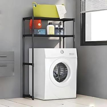 Imagem de Prateleira Organizadora Com Prateleiras Lavanderia Para Máquina De Lavar(2 andar Preto)