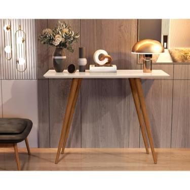 Imagem de Aparador Classic Pé Palito Madeira Retro Branco Brilho (Off White)