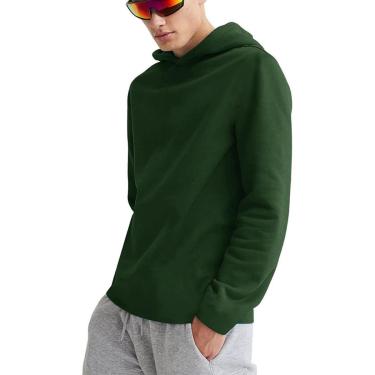 Imagem de Moletom Masculino Confort Estilo Com Capuz Qualidade Slim Fitness Top - Verde Escuro - EGG-Unissex