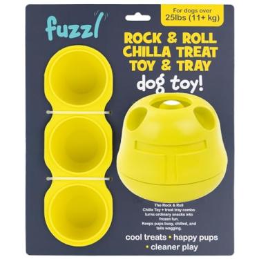 Imagem de Fuzzl Rock & Roll Brinquedo Chilla Treat para cães – Alimentador grande de enriquecimento de borracha natural – Encha com bolas congeladas usando moldes – Design de abertura de parafuso, fácil de