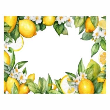 Imagem de Jogo Americano Mesa Posta Kit 2 a 12 Unidades Impermeável Decoração de Mesa (Limão Siciliano 1,Kit 4 peças)