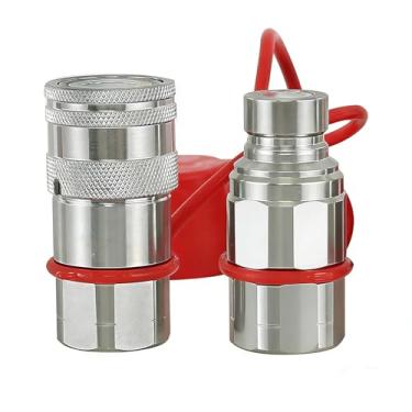 Imagem de Elifencenter 1 conjunto universal 1/5.1 cm NPT de face plana hidráulico acopladores de conexão rápida compatível com minicarregadeira Bobcat (ISO 16028)