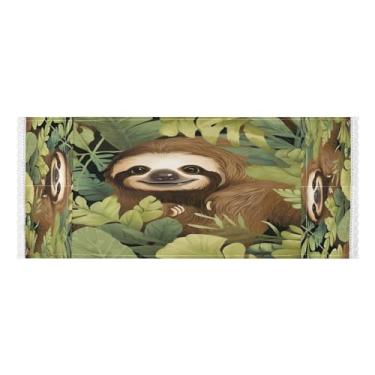 Imagem de Wassud Capas de lavadora e secadora de folhas preguiça nas folhas, protetor de lavadora com sacos de armazenamento, capa de geladeira à prova de poeira com bolsos para lavanderia doméstica, cozinha