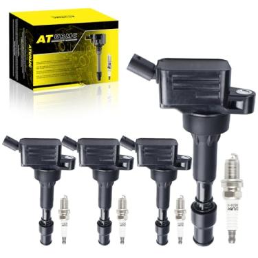 Imagem de ATURMC Conjunto de 4 bobinas de ignição UF816 e velas de ignição de irídio compatíveis com Hyundai 2016-2020 Elantra Kona Sonata Veloster Kia Forte Forte5 Optima Seltos Soul 2.0L substitui # 27300