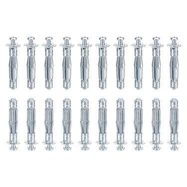 Imagem de DTGN Âncoras de parede ocas M5x52mm - Pacote com 30 - Bom para paredes de gesso de parede oca - Parafusos de âncora de drywall oco de aço carbono, prata