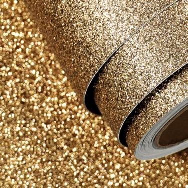 Imagem de FunStick Papel de parede brilhante dourado marrom 40 x 203 cm