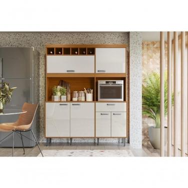 Imagem de Kit Cozinha Dakota Com 11 Portas E 2 Gavetas Jequitiba Off White Lukaliam