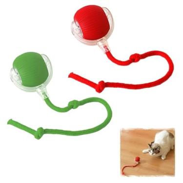 Imagem de GOFULLHOME 2 bolas de brinquedo interativas inovadoras para gatos, esferas de movimento automático para gatos (verde + vermelho)