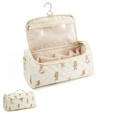 Imagem de idoltimes Bolsa de viagem acolchoada para ferramentas de cabelo, estojo organizador portátil fofo com gancho para pendurar, compatível com o modelador de cabelo Dyson, acessórios para modelador de